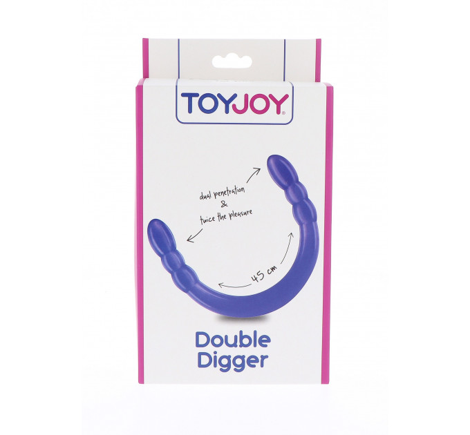 Фаллоимитатор двойной, нереалистичный TOY JOY фиолетовый, 45 х 3 см