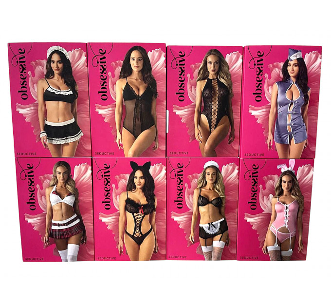 Комплект Obsessive Chic Amoria бюстье с открытым бюстом и трусики с открытым доступом, черный, XS/S