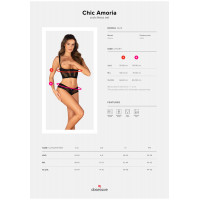 Комплект Obsessive Chic Amoria бюстьє з відкритим бюстом та трусики з відкритим доступом, чорний, XS/S