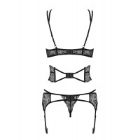 Комплект белья с множеством бретелей Obsessive Frivolla, черный, S/M