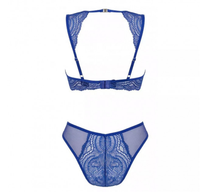 Комплект сексальної білизни XS/S Giselia Obsessive з мереживом синій