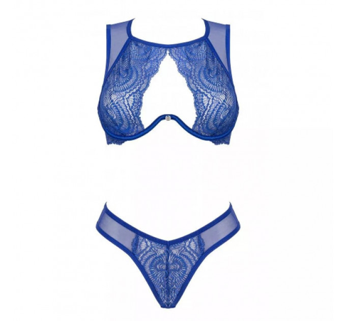 Комплект сексальної білизни XS/S Giselia Obsessive з мереживом синій