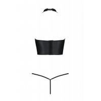 Комплект из эко-кожи с открытой грудью S/M black GENEVIA SET WITH OPEN BRA- Passion
