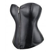 Корсет із застібкою блискавкою Star Night Sexy Leather та шнурівкою, чорний, L (без коробки)
