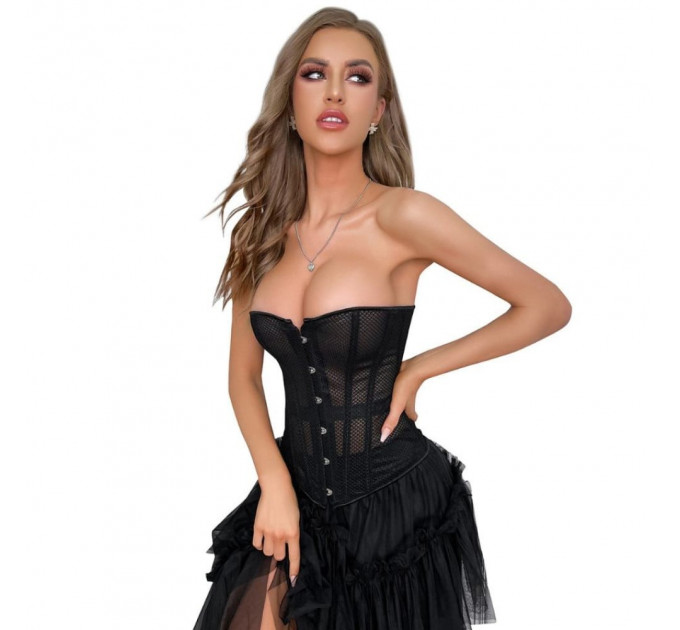 Корсет из сетки Star Night Grid Corset с крючками и шнуровкой, черный, L (без коробки)