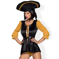 Костюм Пиратки Obsessive черный с желтым, S/M