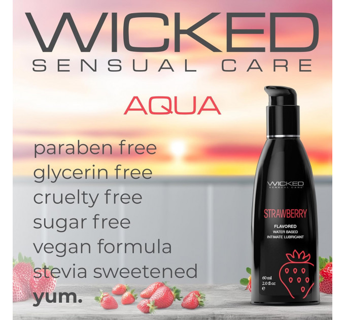 Лубрикант їстівний Wicked Strawberry Flavored зі смаком полуниці, 60 мл