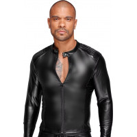 Мужская виниловая куртка с эполетами Noir Handmade H052 черная, S