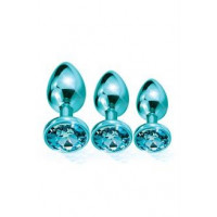 Набор анальных пробок Global Novelties NIXIE METAL BUTT PLUG TRAINER SET, BLUE METALLIC