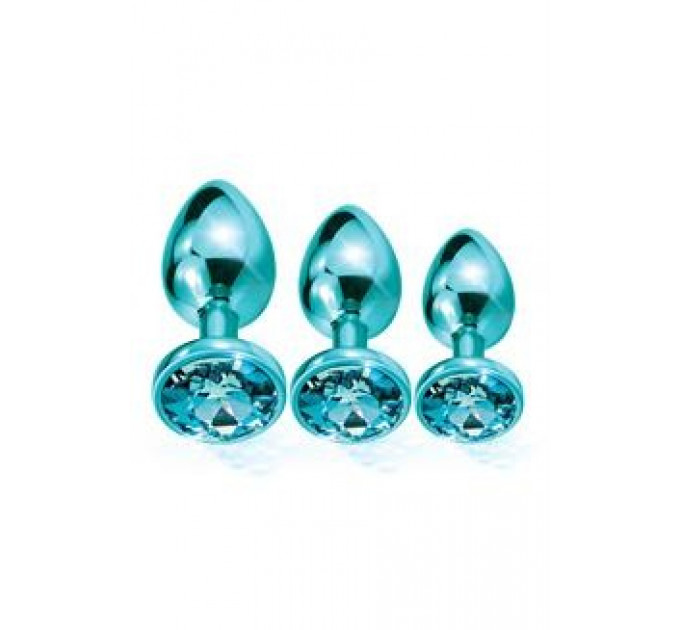 Набор анальных пробок Global Novelties NIXIE METAL BUTT PLUG TRAINER SET, BLUE METALLIC