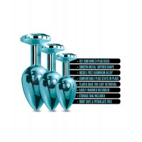 Набор анальных пробок Global Novelties NIXIE METAL BUTT PLUG TRAINER SET, BLUE METALLIC