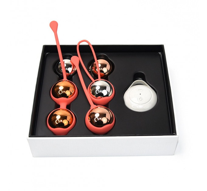 Набор вагинальных виброшариков Sweet Em с пультом, кораловые, 3.35 х 16 см