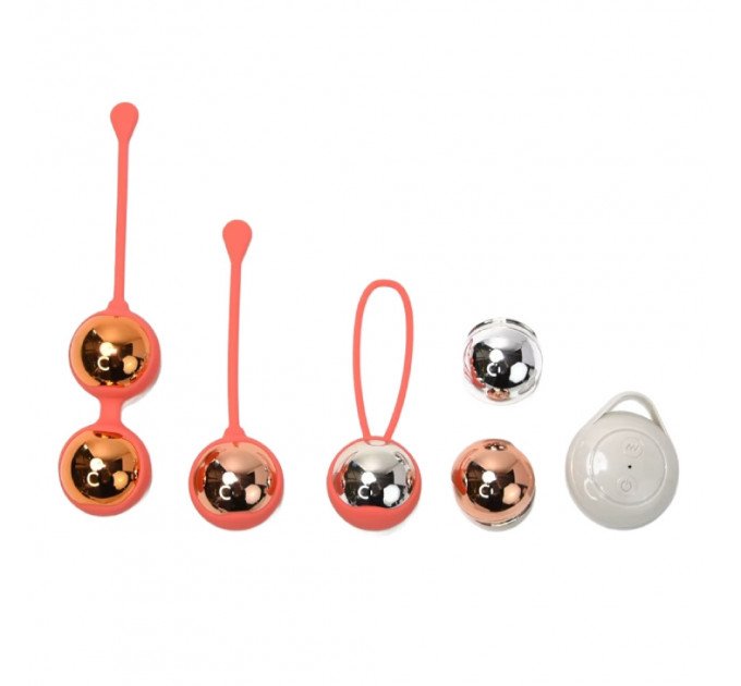 Набор вагинальных виброшариков Sweet Em с пультом, кораловые, 3.35 х 16 см