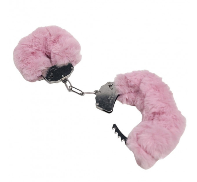 Наручники DS Fetish Plush handcuffs, металл с мехом, розовые
