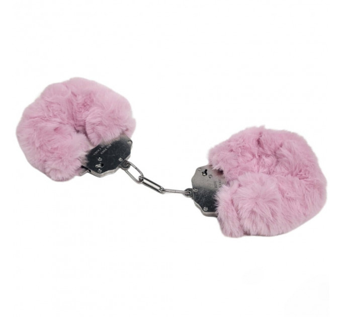 Наручники DS Fetish Plush handcuffs, металл с мехом, розовые