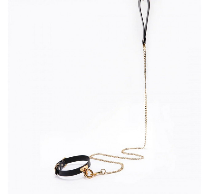 Нашийник-чокер з кільцем, італійська шкіра Leather Cosplay Choker UPKO, розмір L