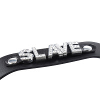 Нашийник з написом SLAVE зі страз DS Fetish, шкірозамінник, чорний