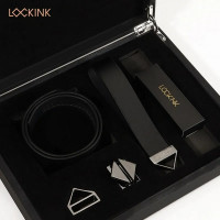 Нашийник з повідцем шкіра Чорний Lockink
