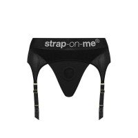 Трусики для страпону, S, з підв'язками для панчох Strap-On-Me чорні