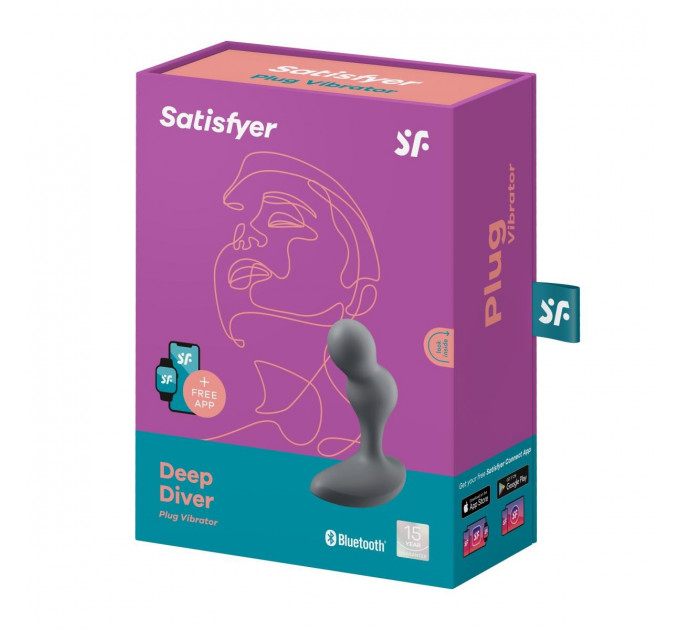 Виброанальная смарт пробка Satisfyer Connect Deep Diver серый