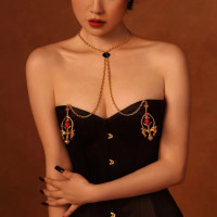 Зажимы для сосков UPKO Pulling Chain Nipple Clamps с цепочкой-ожерельем, золотистые