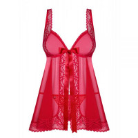 Бебидолл Obsessive Rougebelle babydoll & thong red S/M