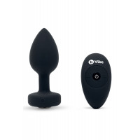 Анальная пробка с камнем с вибрацией M/L B-Vibe с дистанционным пультом управления, черная