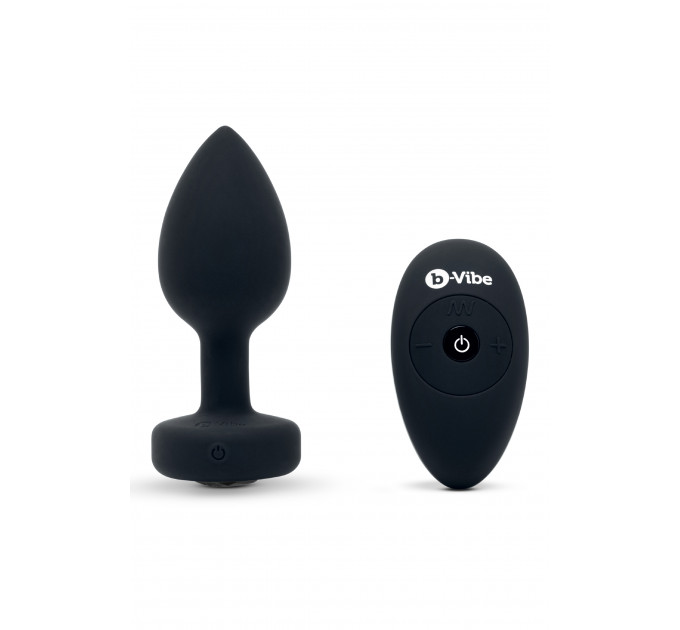 Анальная пробка с камнем с вибрацией M/L B-Vibe с дистанционным пультом управления, черная