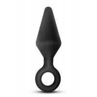 Анальная пробка с кольцом-стоппером L Anal Adventures Blush, силиконовая, черная, 13.3 х 3.8 см