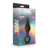 Анальна пробка з кільцем-стопером L Anal Adventures Blush, силіконова, чорна, 13.3 х 3.8 см