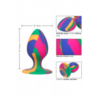 Анальна силіконова пробка CalExotics Cheeky Tie-Dye Plug, різнокольорова, Medium