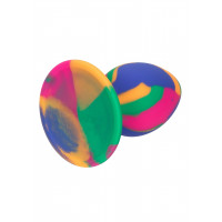 Анальна силіконова пробка CalExotics Cheeky Tie-Dye Plug, різнокольорова, Medium