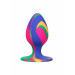 Анальная пробка силиконовая CalExotics Cheeky Tie-Dye Plug, разноцветная, Medium