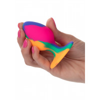 Анальна силіконова пробка CalExotics Cheeky Tie-Dye Plug, різнокольорова, Medium