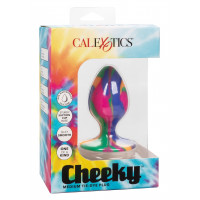 Анальна силіконова пробка CalExotics Cheeky Tie-Dye Plug, різнокольорова, Medium