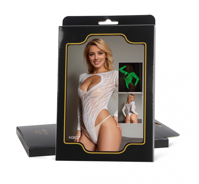 Боді напівпрозоре Star Night світиться в темряві, біле, XS-M