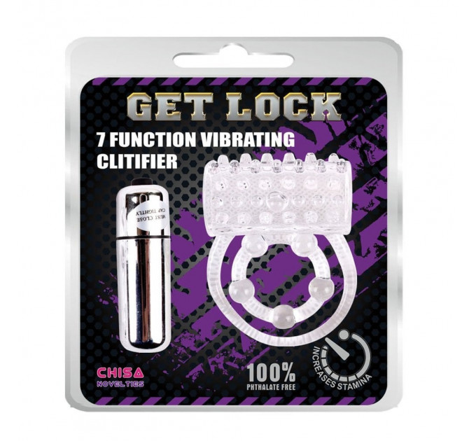 Эрекционное кольцо двойное, с вибрацией Chisa Get Lock, прозрачное