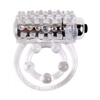 Эрекционное кольцо двойное, с вибрацией Chisa Get Lock, прозрачное