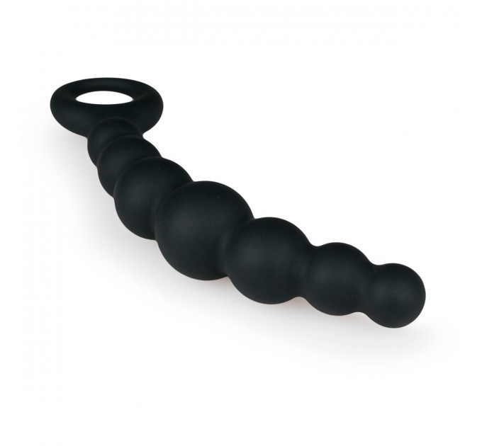 Анальные бусы Beaded Anal силиконовые, черные, 19 см