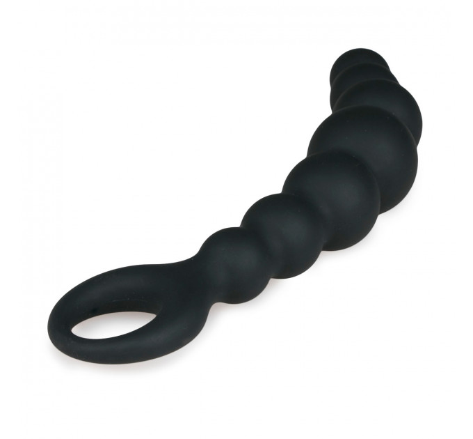 Анальные бусы Beaded Anal силиконовые, черные, 19 см