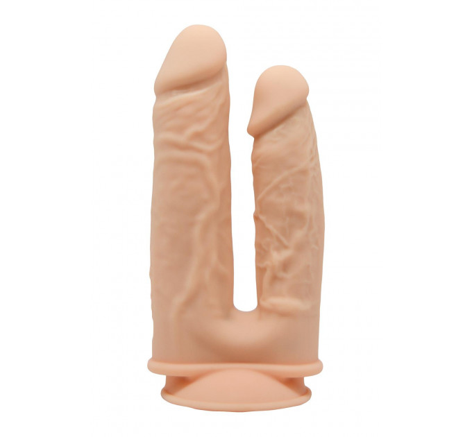 Фаллоимитатор двойной на присоске Dream ToysReal Love, термоактивный, бежевый