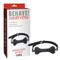Кляп косточка Chisa Behave! Luxury Fetish, черный