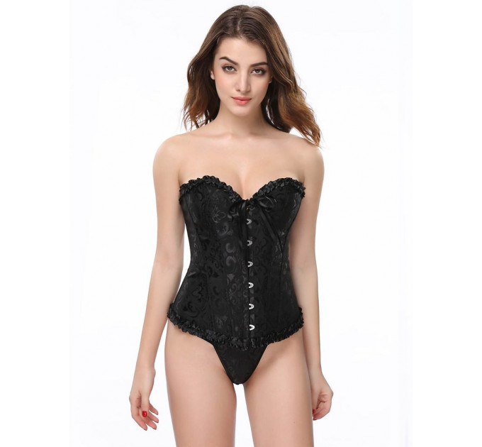 Корсет с цветочным принтом Star Night Corset Top с крючками и шнуровкой, черный, XS (без коробки)