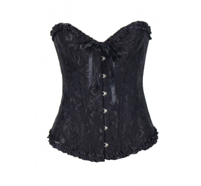 Корсет с цветочным принтом Star Night Corset Top с крючками и шнуровкой, черный, XS (без коробки)