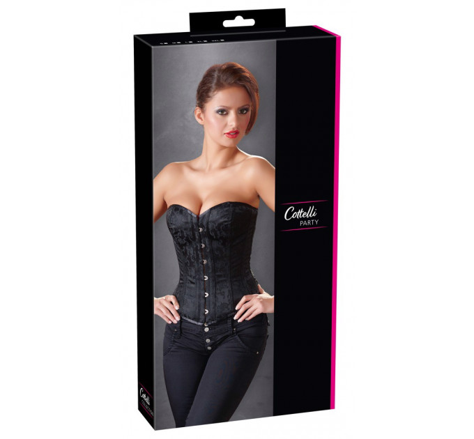 Корсет с жаккардовым узором Cottelli Collection черный, XXL