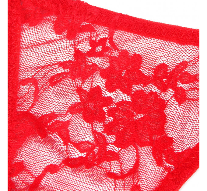 Мереживні стрінги StarNight з прикрасою стразами, червоні, S