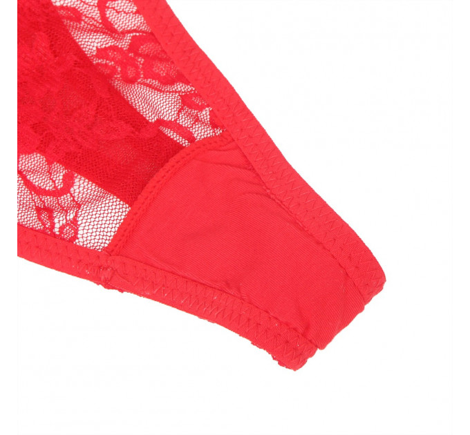 Мереживні стрінги StarNight з прикрасою стразами, червоні, S
