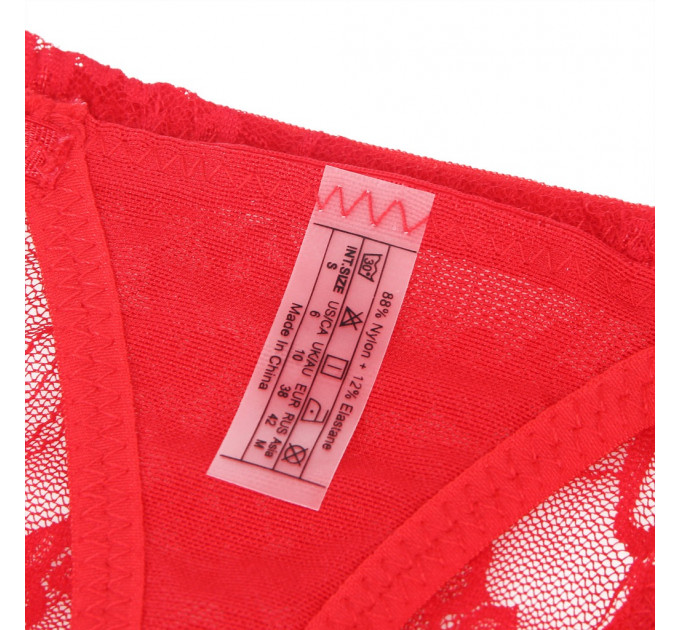 Мереживні стрінги StarNight з прикрасою стразами, червоні, S