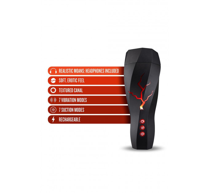 Мастурбатор с вакуумным эффектом Blush M For Men Storm в черной колбе