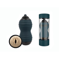 Мастурбатор вагина из киберкожи Adrien Lastic Siltex Ultra, бежевый в серой колбе